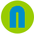nordcom Logo ein blaues n in einem grüne Kreis